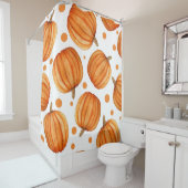 Handgezeichnet Kürbis: Wasserfarbe Halloween-Muste Duschvorhang (Beispiel)