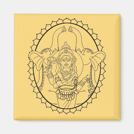 Handgezeichnet - Lakshmi, hinduistisch. Magnet (Vorne)