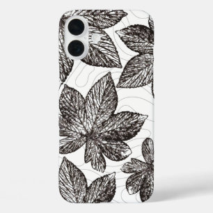 HandGezeichnet Leaf Line Art iPhone Fall 16 Plus Hülle