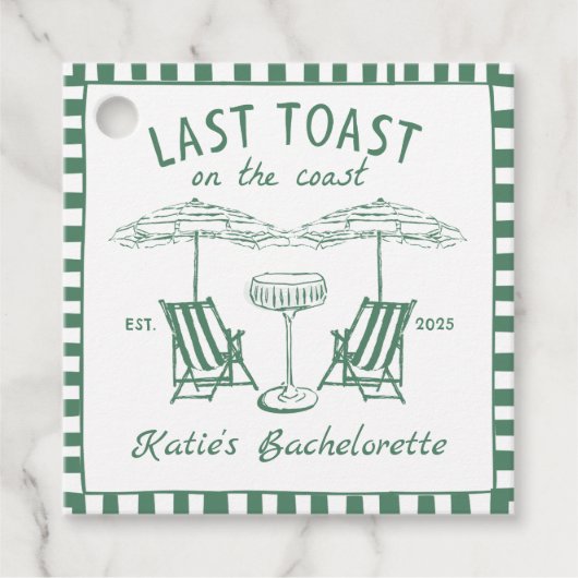 Handgezeichnet letzte Toast Küste Green Bacheloret Geschenkanhänger (Vorderseite)