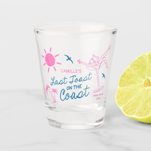 HandGezeichnet Letzter Toast Bachelorette Schnapsglas (Vorderseite)