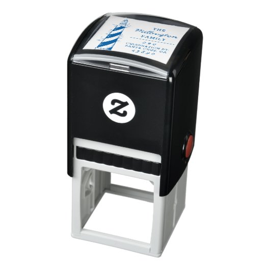 Handgezeichnet Leuchtturm Familienname und Rücksen Permastempel (Produkt)