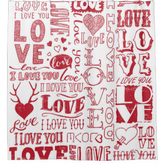 Handgezeichnet Liebe Doodles, charmantes Muster. Duschvorhang