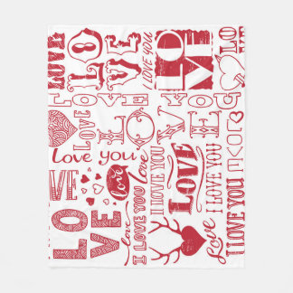 Handgezeichnet Liebe Doodles, charmantes Muster. Fleecedecke