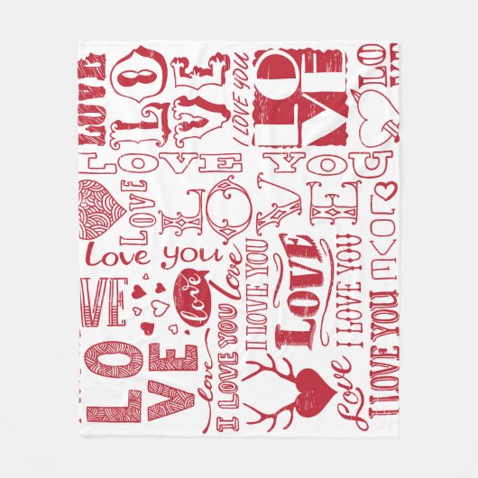 Handgezeichnet Liebe Doodles, charmantes Muster. Fleecedecke (Vorderseite)
