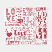 Handgezeichnet Liebe Doodles, charmantes Muster. Fleecedecke (Vorderseite (Horizontal))