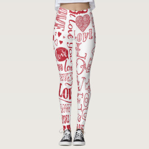 Handgezeichnet Liebe Doodles, charmantes Muster. Leggings