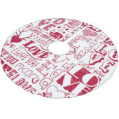 Handgezeichnet Liebe Doodles, charmantes Muster. Polyester Weihnachtsbaumdecke (Schrägansicht)