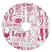 Handgezeichnet Liebe Doodles, charmantes Muster. Polyester Weihnachtsbaumdecke (Vorderseite)