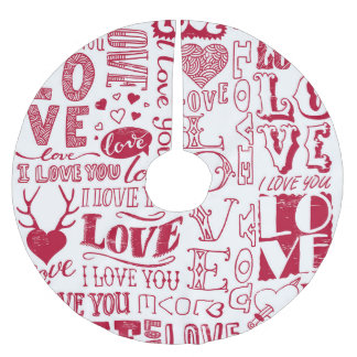 Handgezeichnet Liebe Doodles, charmantes Muster. Polyester Weihnachtsbaumdecke