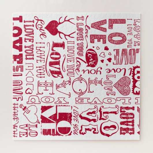 Handgezeichnet Liebe Doodles, charmantes Muster. Puzzle (Horizontal)