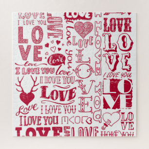 Handgezeichnet Liebe Doodles, charmantes Muster. Puzzle