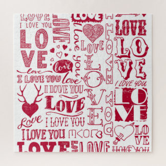 Handgezeichnet Liebe Doodles, charmantes Muster. Puzzle