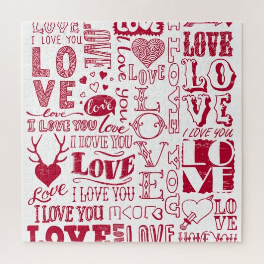 Handgezeichnet Liebe Doodles, charmantes Muster. Puzzle (Vertikal)