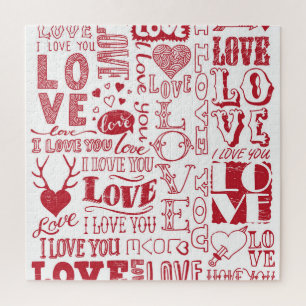 Handgezeichnet Liebe Doodles, charmantes Muster. Puzzle