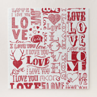 Handgezeichnet Liebe Doodles, charmantes Muster. Puzzle