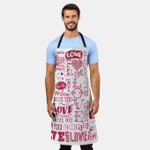 Handgezeichnet Liebe Doodles, charmantes Muster. Schürze (Getragen)