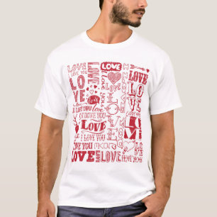 Handgezeichnet Liebe Doodles, charmantes Muster. T-Shirt