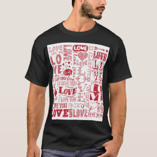 Handgezeichnet Liebe Doodles, charmantes Muster. T-Shirt