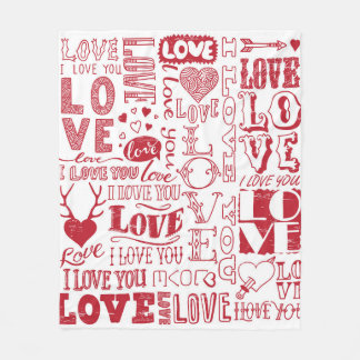 handgezeichnet Liebe-Doodles Fleecedecke