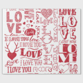 handgezeichnet Liebe-Doodles  Geschenkpapier (Flach)