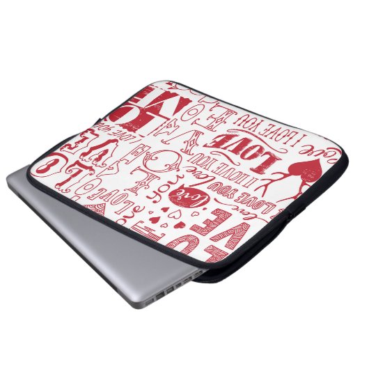 handgezeichnet Liebe-Doodles Laptopschutzhülle (Vorne Knopf)