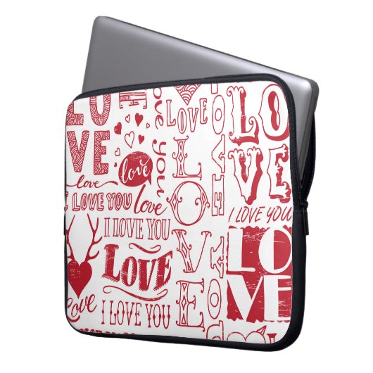 handgezeichnet Liebe-Doodles Laptopschutzhülle (Vorderseite Links)