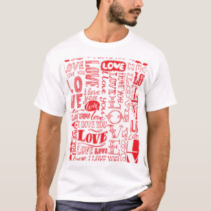 HandGezeichnet Liebe Doodles Nahtloser Hintergrund T-Shirt