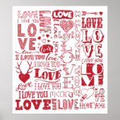handgezeichnet Liebe Doodles Poster (Vorne)
