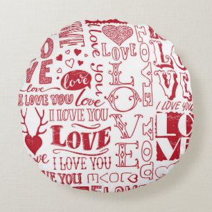 handgezeichnet Liebe-Doodles Rundes Kissen