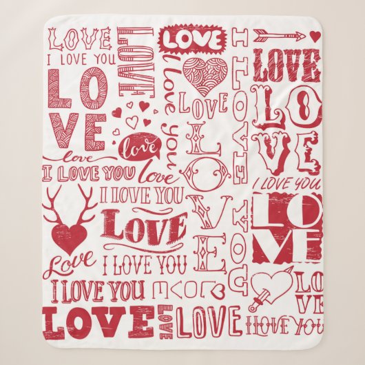 handgezeichnet Liebe-Doodles  Sherpadecke (Vorderseite)