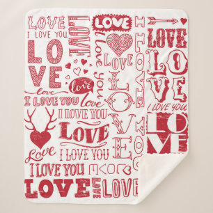 handgezeichnet Liebe-Doodles Sherpadecke