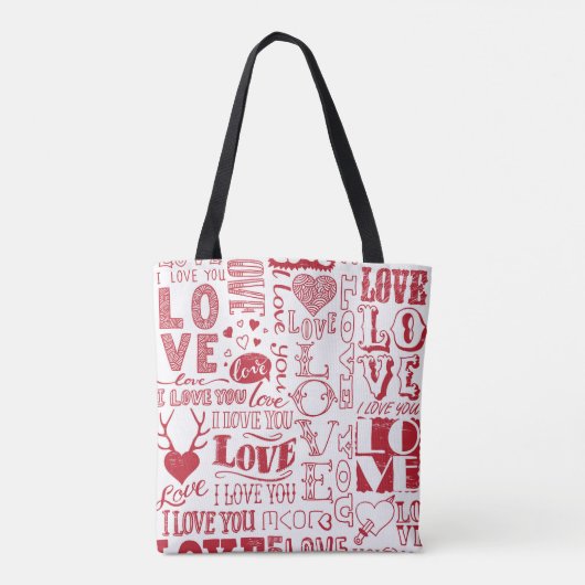 handgezeichnet Liebe-Doodles  Tasche (Rückseite)