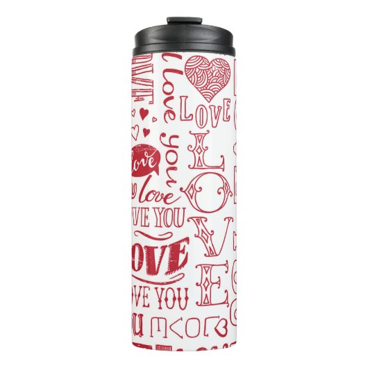 handgezeichnet Liebe-Doodles Thermosbecher (Vorderseite)