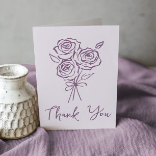 HandGezeichnet Lila Rose Bouquet Brautparty Dankeskarte