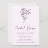 HandGezeichnet Lila Rose Bouquet Foto Brautparty Einladung (Vorderseite)