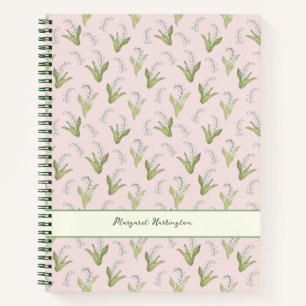 HandGezeichnet Lily of the Valley Elegantes Rosa Notizblock