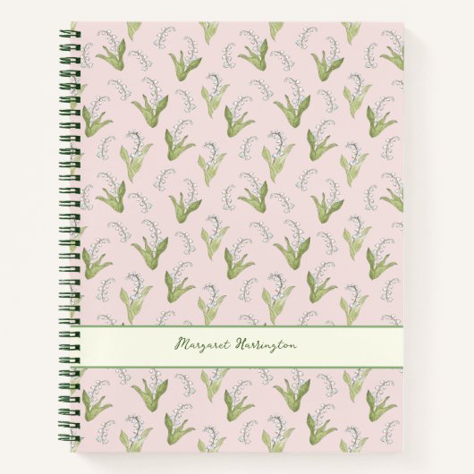 HandGezeichnet Lily of the Valley Elegantes Rosa Notizblock (Vorderseite)