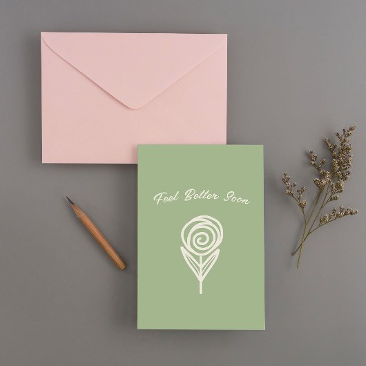 Handgezeichnet, Line Rose - Sich bald besser fühle Dankeskarte
