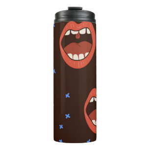 HandGezeichnet Lippen: Niedliches Mundmuster. Thermosbecher