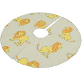 Handgezeichnet Löwe: Vintages Muster. Polyester Weihnachtsbaumdecke (Schrägansicht)