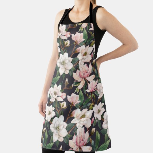 Handgezeichnet Magnolien: Wasserfarben nahtlos. Schürze (InSitu)