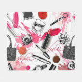 Handgezeichnet Make-up, Vintages Grafikmuster. Fleecedecke (Vorderseite (Horizontal))