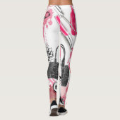 Handgezeichnet Make-up, Vintages Grafikmuster. Leggings (Rückseite)