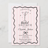 HandGezeichnet Martin Pink Striped Brautparty Einladung (Vorderseite)