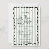 HandGezeichnet Martini Green Stripes Brautparty Einladung (Vorderseite)