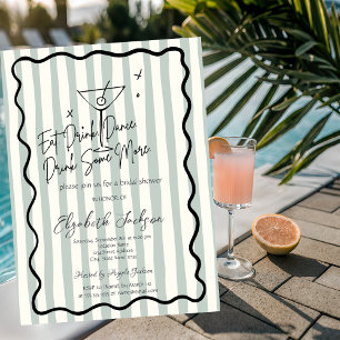 HandGezeichnet Martini Green Stripes Brautparty Einladung