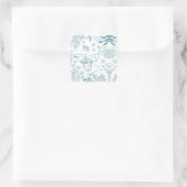 Handgezeichnet Meeresleben Quadratischer Aufkleber (Tasche)