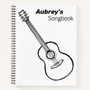 Handgezeichnet Minimal Guitar Spiral Notebook Notizblock