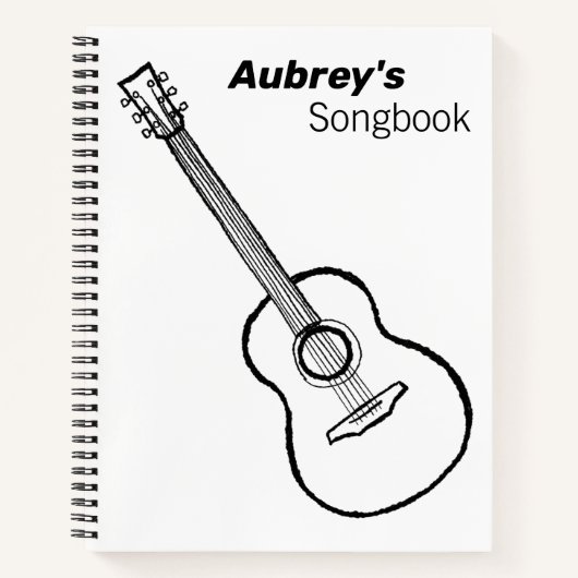 Handgezeichnet Minimal Guitar Spiral Notebook Notizblock (Vorderseite)
